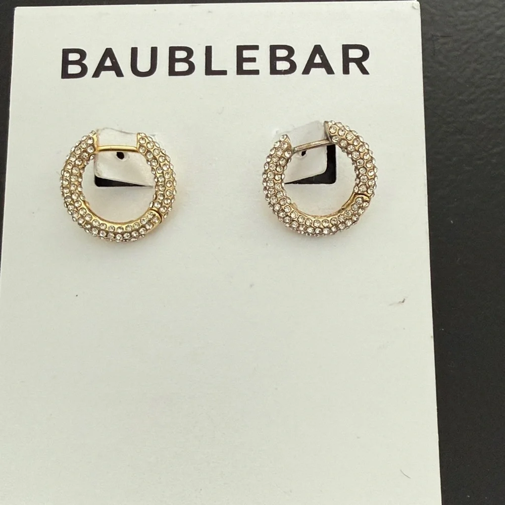 BaubleBar NWOT Huggie Hoops in Clear